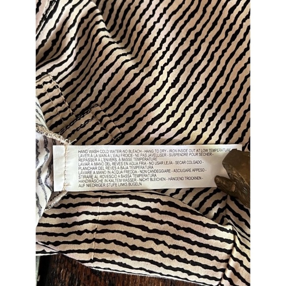 FDJ FRENCH DRESSING JEAN Women Black Beige Stripe Button Front Top Blouse - Picture 11 of 13